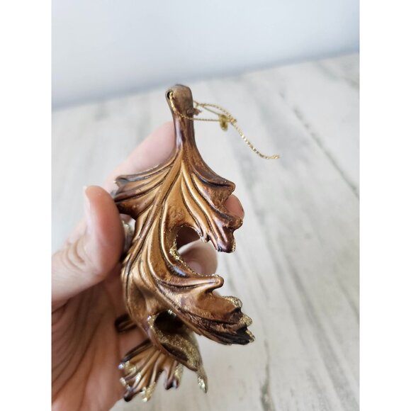 Glitter maple leaf golden gold ornament fall Xmas tree unique - Picture 6 of 10